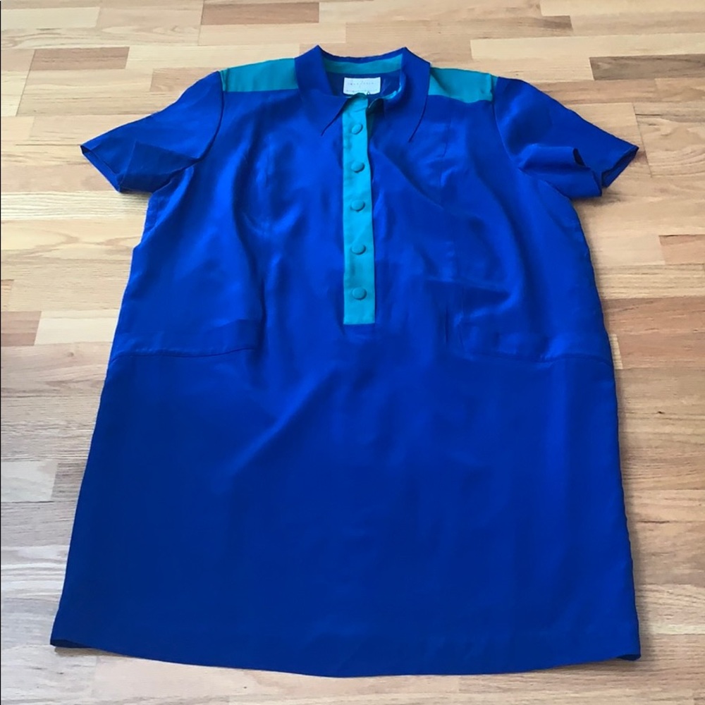 📍FINAL SALE📍Silk colorblock 💙💚Vintage - Picture 3 of 16